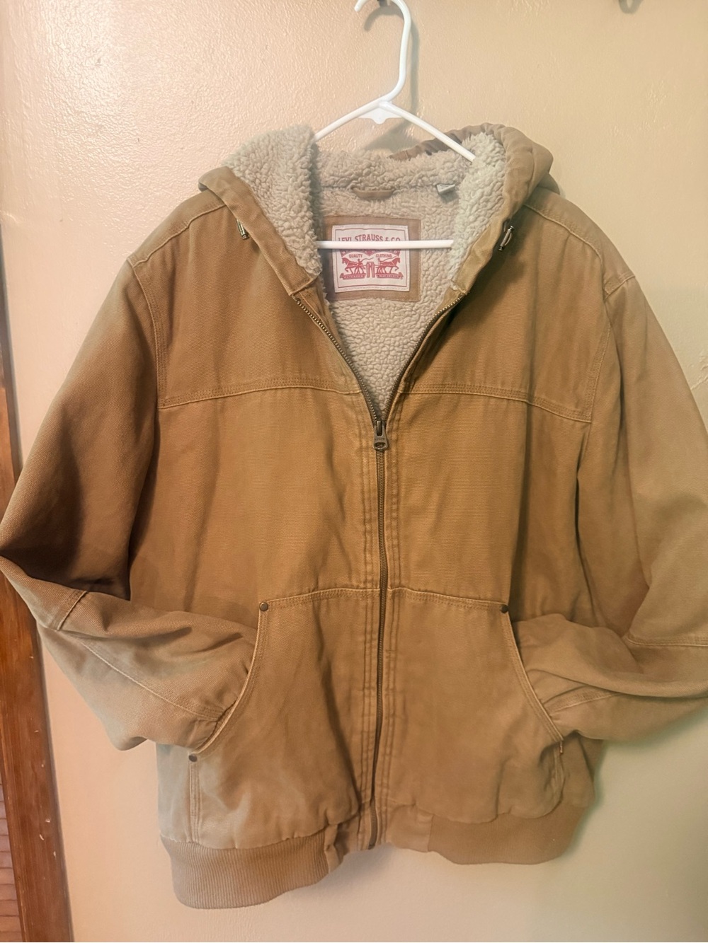 Levi's Mens Tan Sherpa-Lined Hooded Jacket